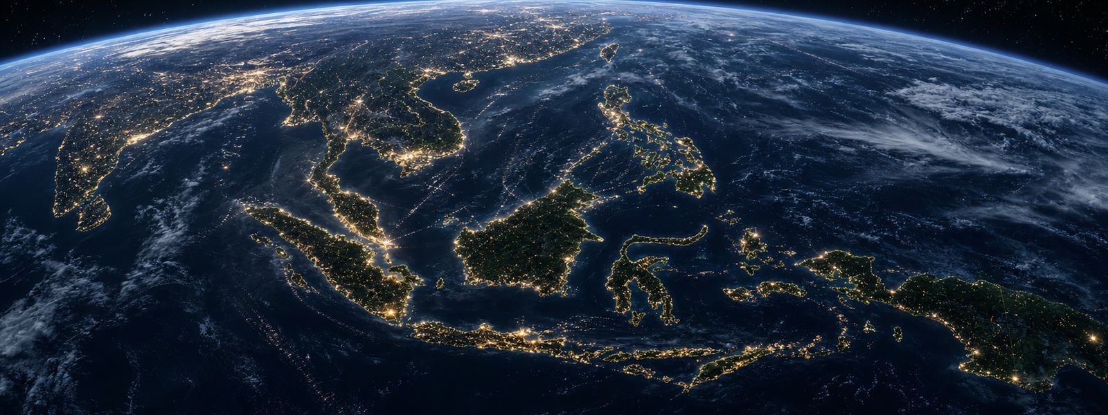 Southeast Asia city lights from space